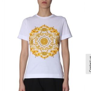 Versace White Tee with Gold Medusa details